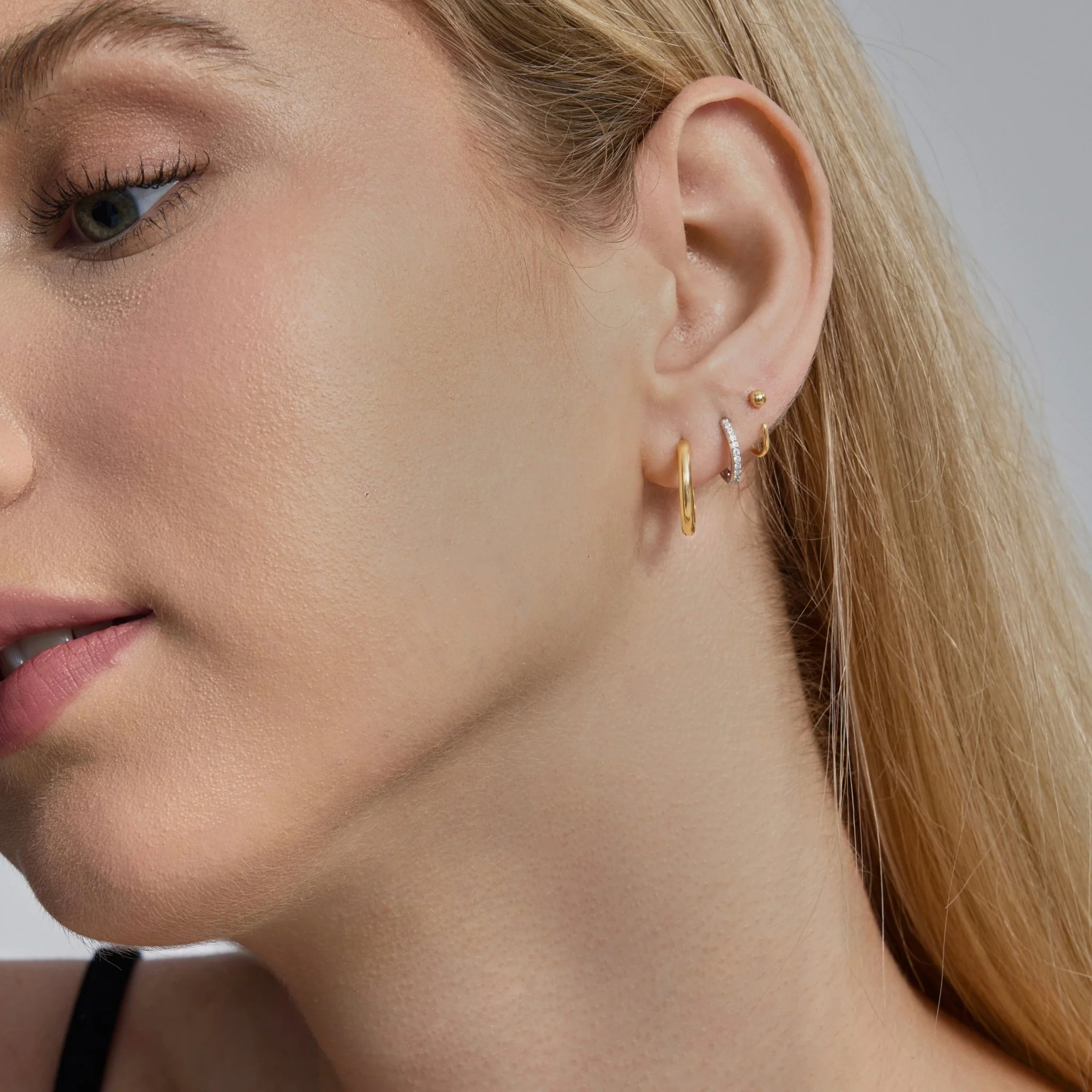 Pavé Fire Moissanite Huggie Hoops - Image 5